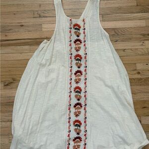 Roxy Embroidered Cream Tank Dress- small